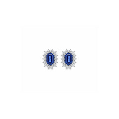 Small Blue Sapphire and Diamond Studs