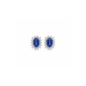 Small Blue Sapphire and Diamond Studs