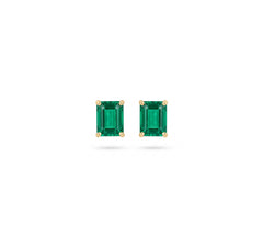 Small Emerald Cut Emerald Studs