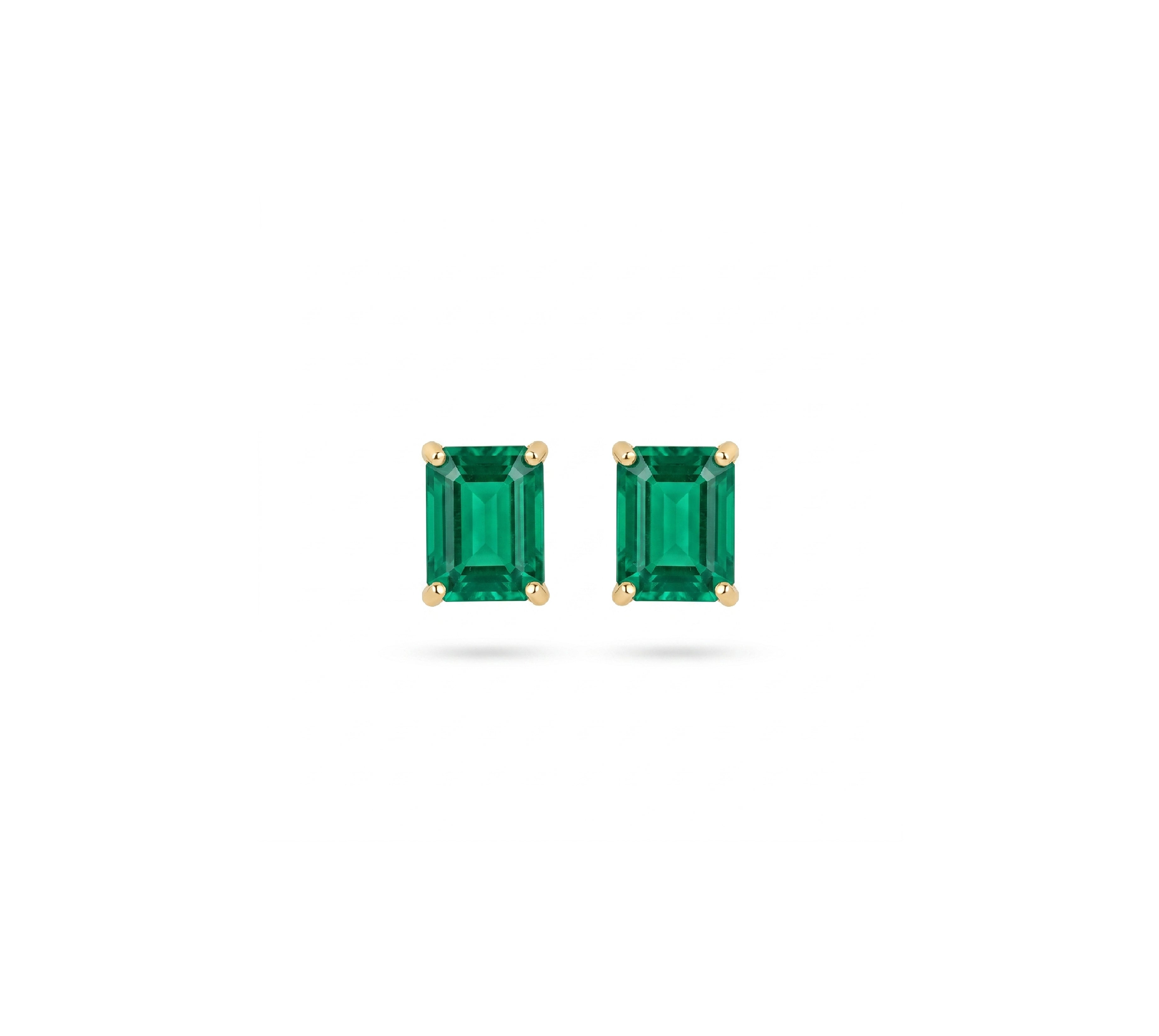 Small Emerald Cut Emerald Studs