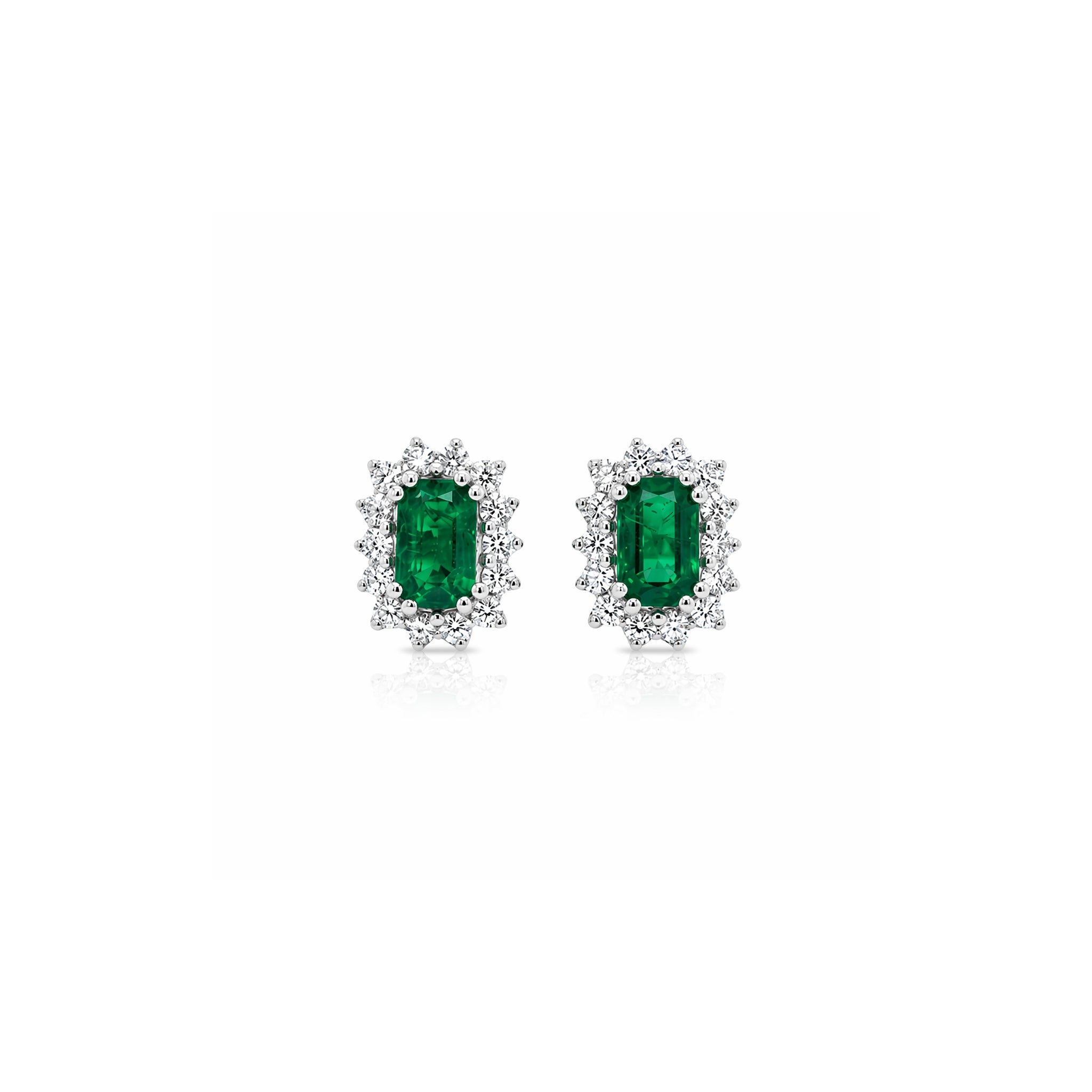 Small Emerald and Diamond Studs