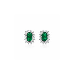 Small Emerald and Diamond Studs