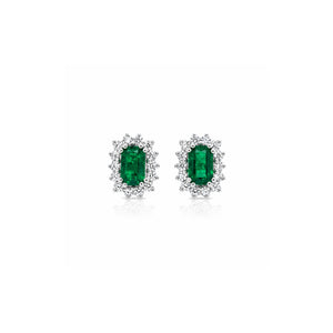 Small Emerald and Diamond Studs