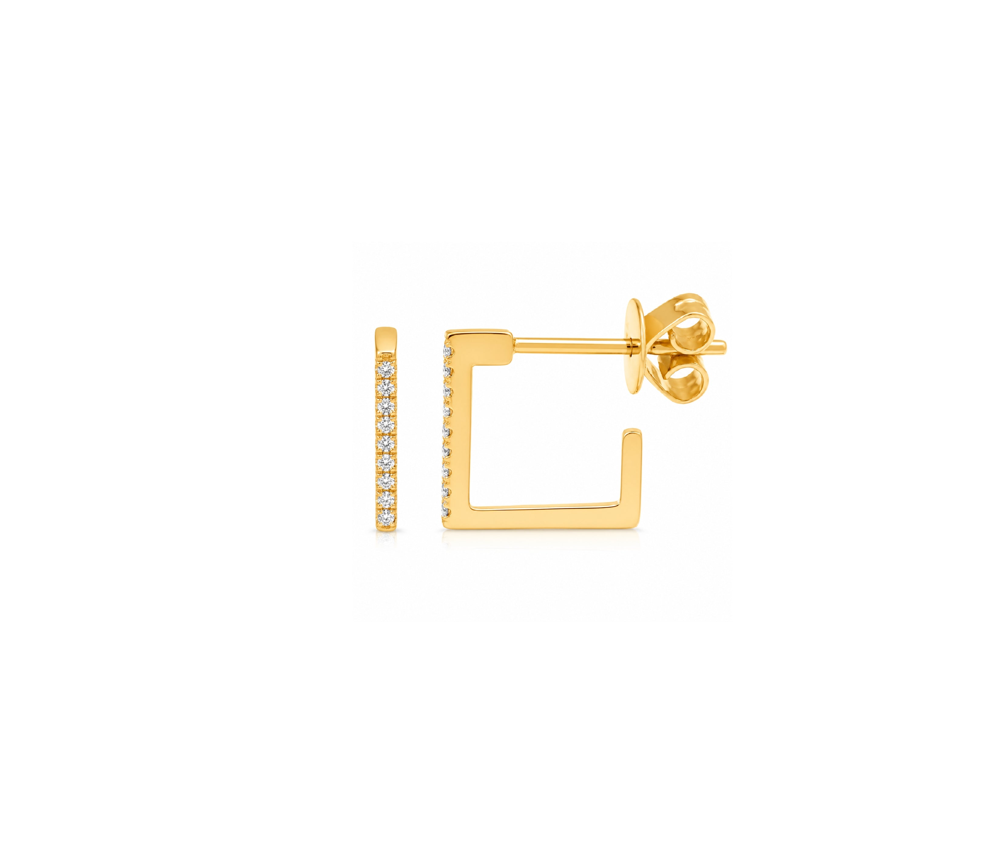 Square Huggie Earrings with Pavé Diamond