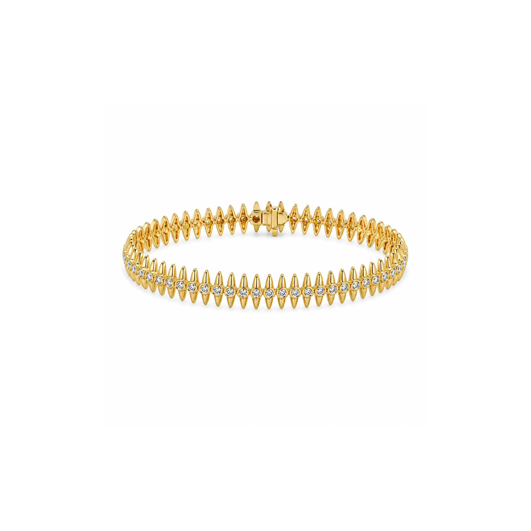 Tennis Bracelet with Gold Spikes