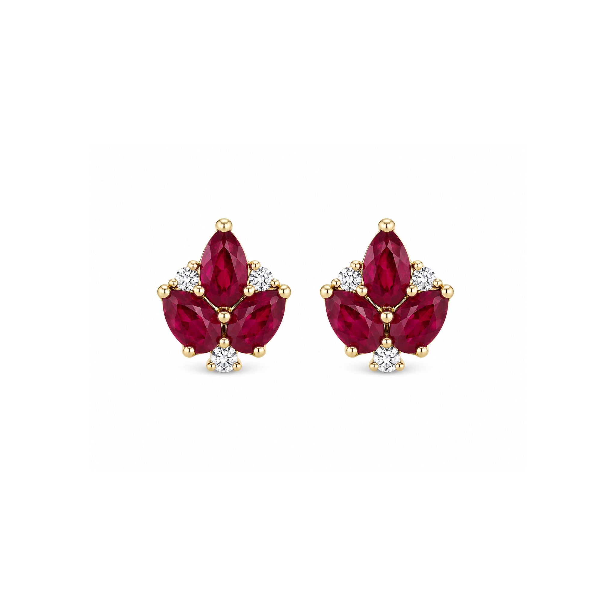 Three Leaf Ruby Earrings