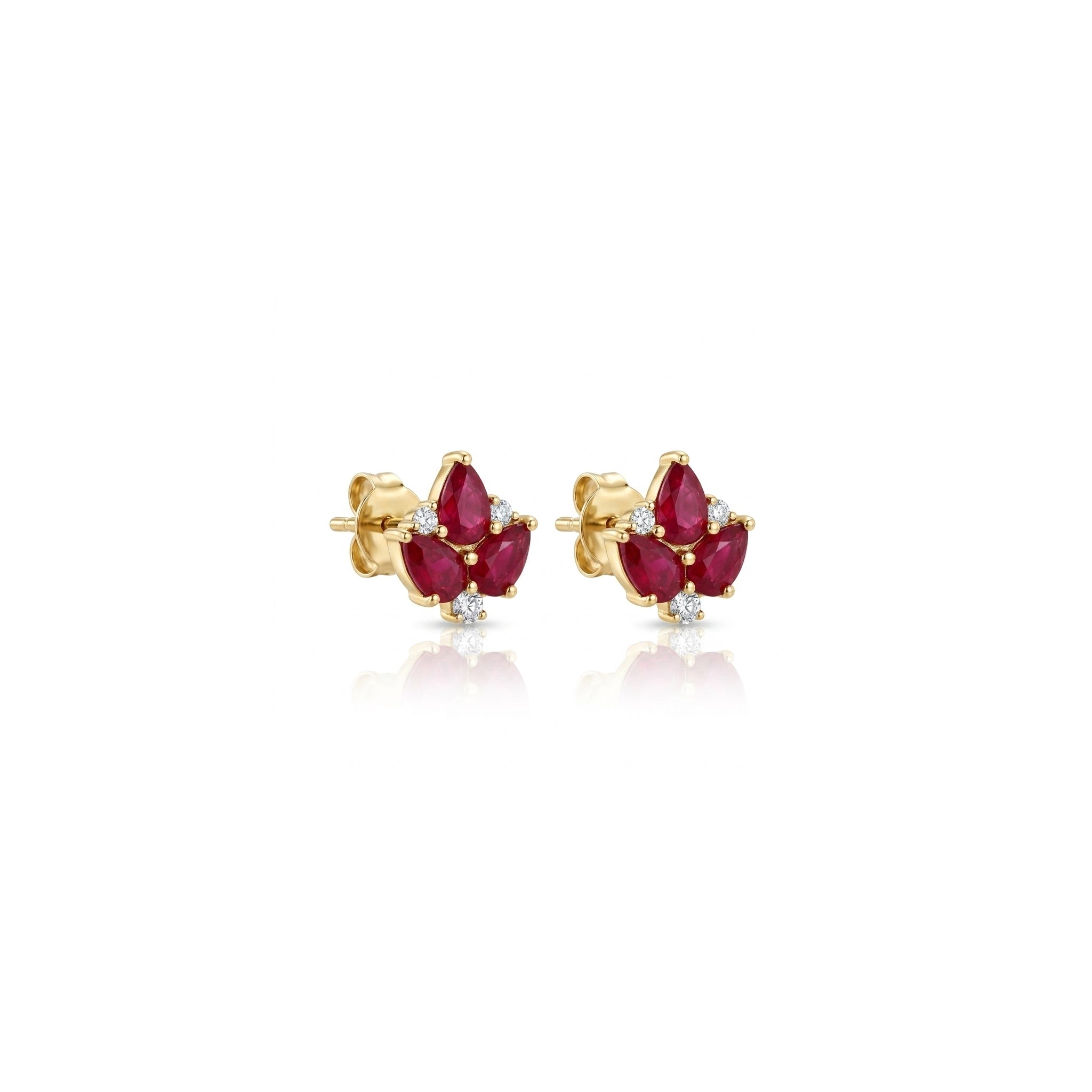 Three Leaf Ruby Earrings