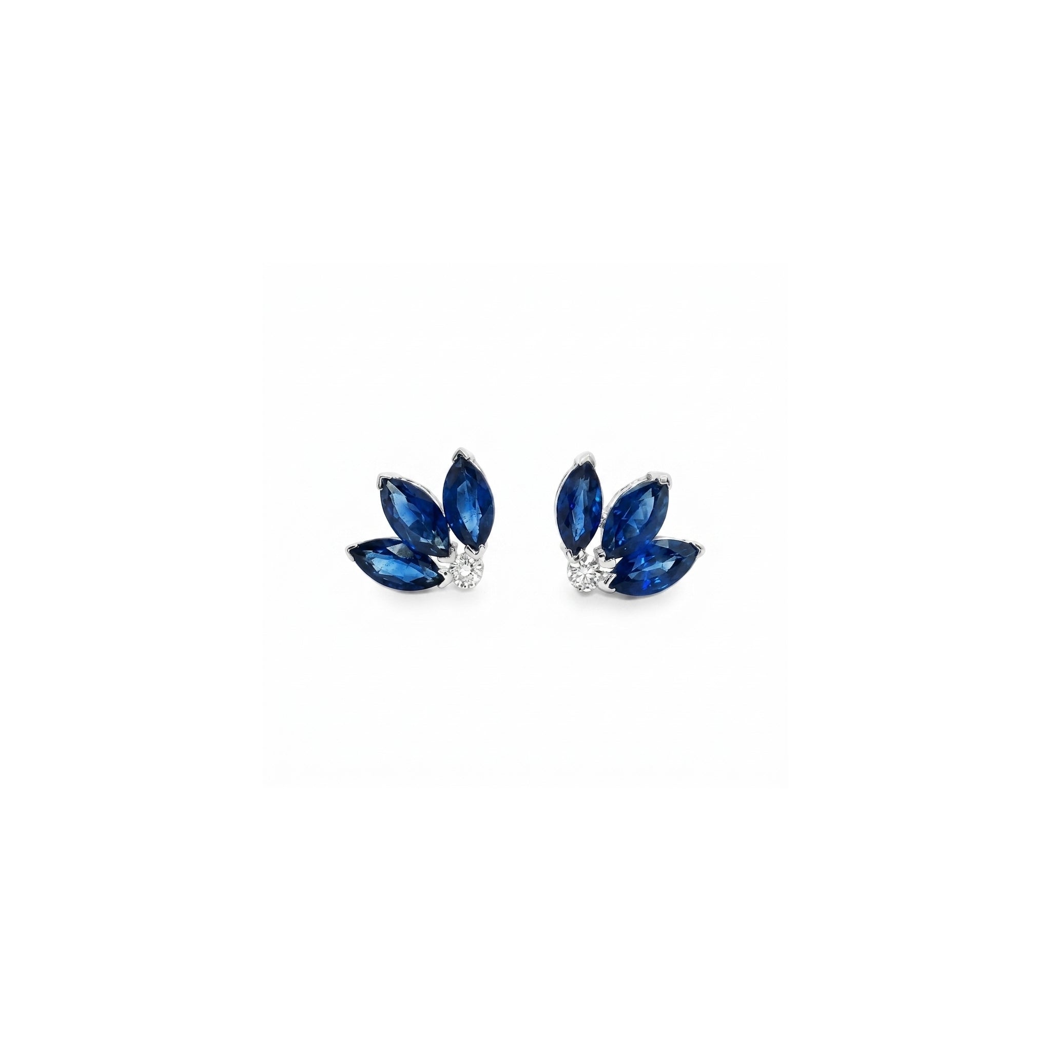 Three Leaves Blue Saphire Earring