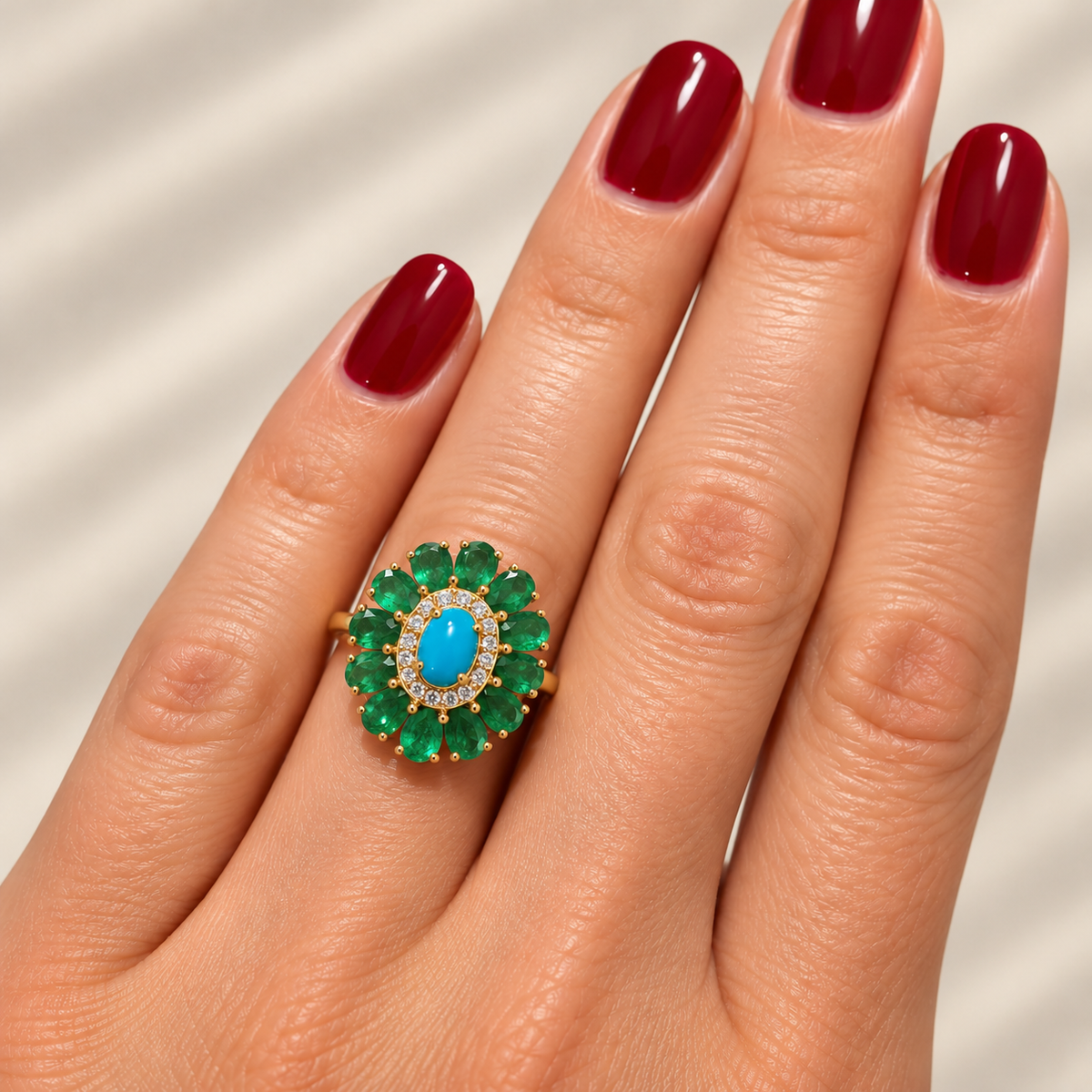 The Emerald and Turquoise Cocktail Ring