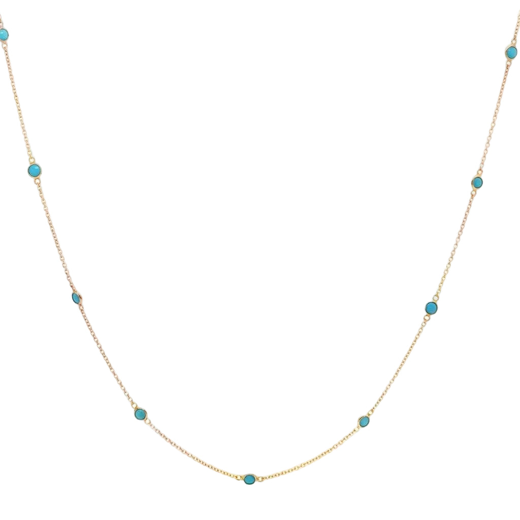 Turquoise Tennis Necklace with one Diamond