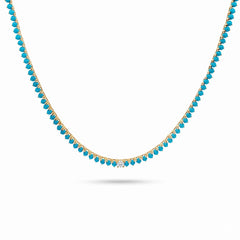 Turquoise Tennis Necklace with one Diamond
