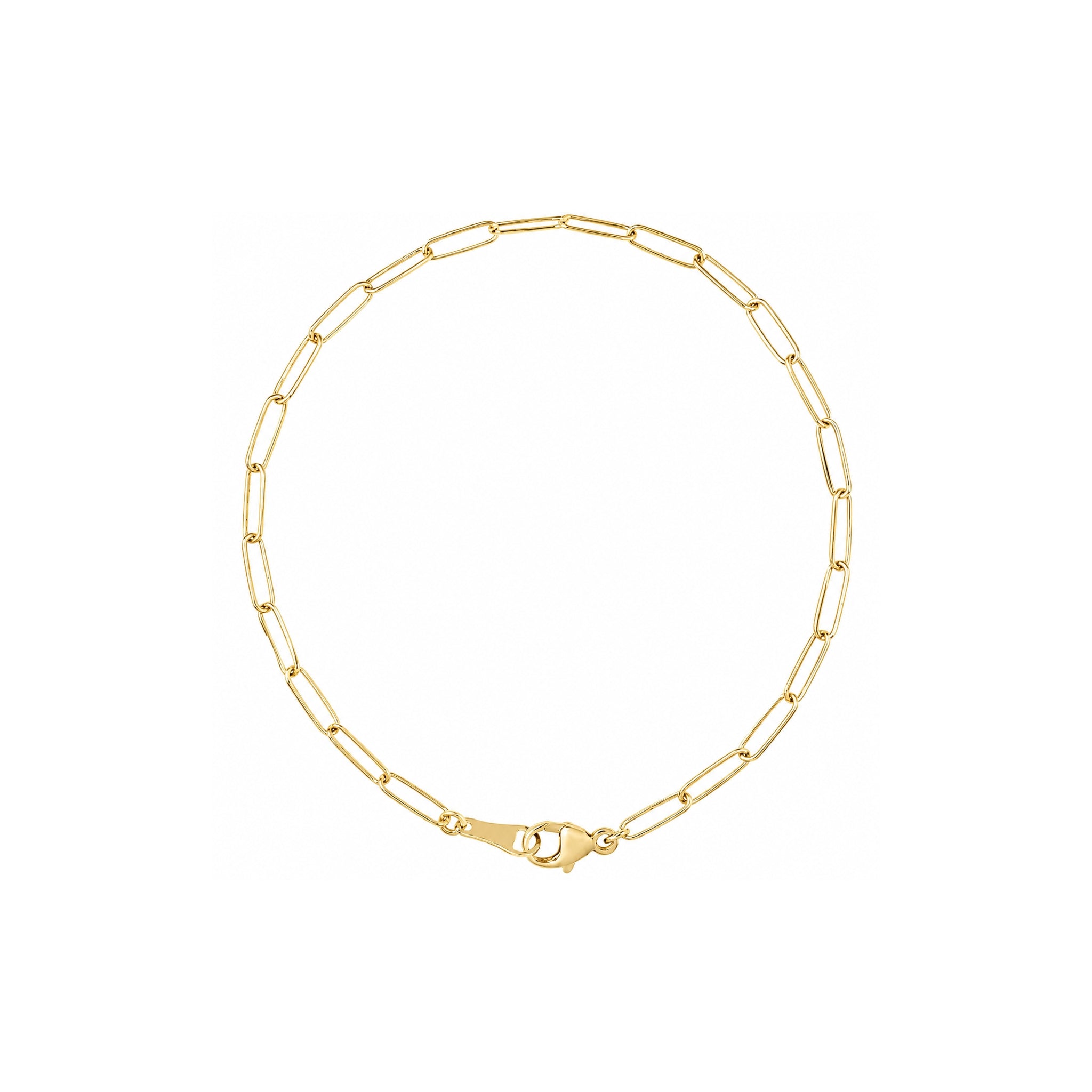 Yellow Gold Paperclip Chain Bracelet