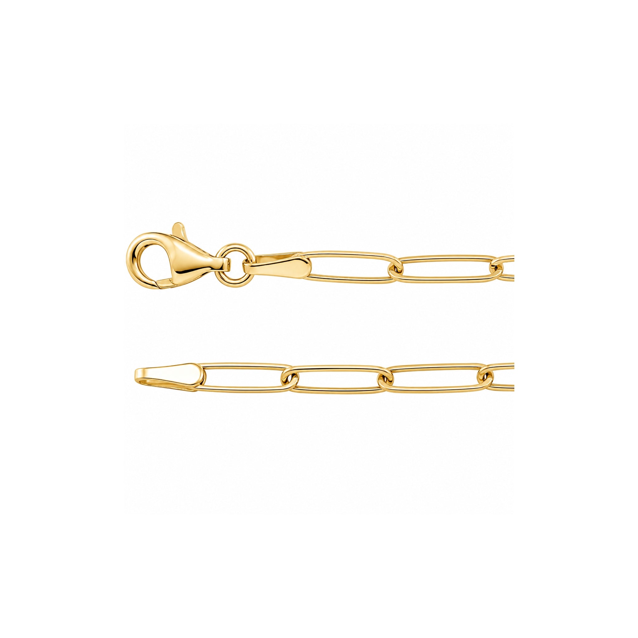 Yellow Gold Paperclip Chain Bracelet
