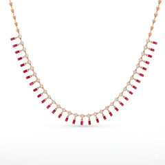 Yellow Gold Ruby Fringe Necklace